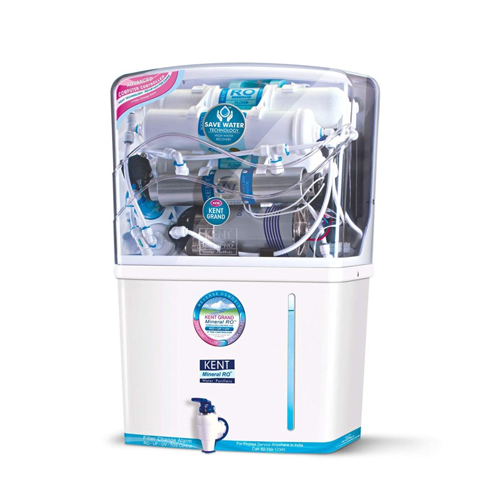 KENT New Grand 8-Litres Wall-Mountable RO + UV+ UF + TDS (White) 20 litre/hr Water Purifier