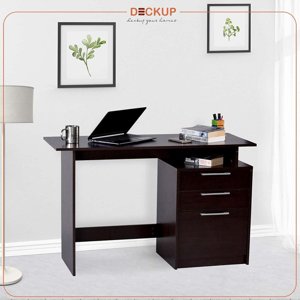Deckup Turrano Office Table and Study Desk (Dark Wenge, Matte Finish)